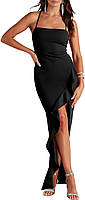 Black Large ANRABESS Женские платья для выпускного вечера без рукавов Bodycon Ruffle Side Split Party Coc