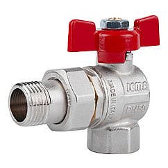 Кран кульовий ICMA 361 1/2" вн-зв з американкою кутовий PN50бар 87361AD11