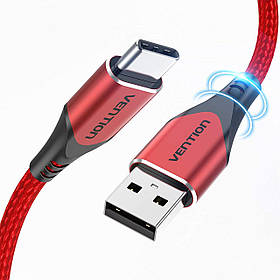 Кабель Vention USB Type C Нейлонова оплітка USB A - USB C 3A/18W 1.5 м Червоний CODRG