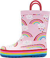 1 Big Kid Rainbow Cloud K KomForme Kids Rain Boots Непромокаемые резиновые сапоги с ручками и принтом