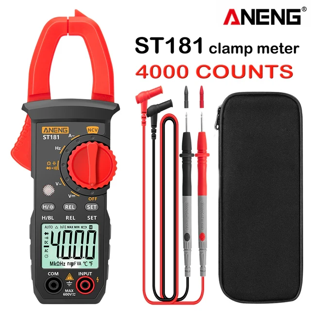 Струмові кліщі ANENG ST181 (AC 400A; AC/DC 600V; 40МОм; 4 МГц; 4mF) з продзвінком, підсвіткою і NCV