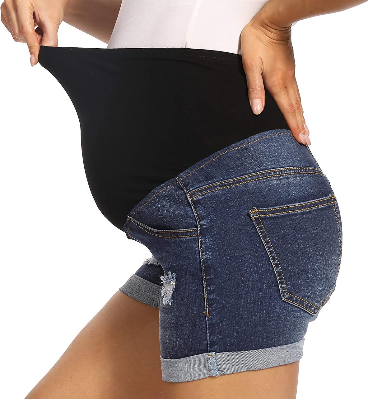 Джинсовые шорты для беременных V VOCNI, женские летние джинсовые
