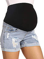 06-a-power Blue Small Джинсові шорти V VOCNI для вагітних, літні жіночі джинси з завищеною талією, з манж