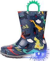 7 Toddler Dinosaur Дитячі чарівні легкі водонепроникні дощові черевики Outee Toddler, що підсвічуються за