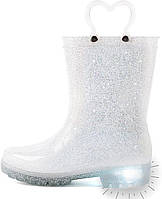 8 Toddler Glitter Silver Очаровательные легкие непромокаемые резиновые сапоги Outee для малышей Lightwigh