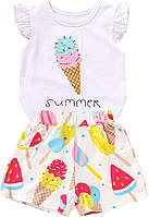 Ice Cream 6-12 Months YOUNGER TREE Одежда для маленьких девочек, футболка с изображением арбуза + льняные