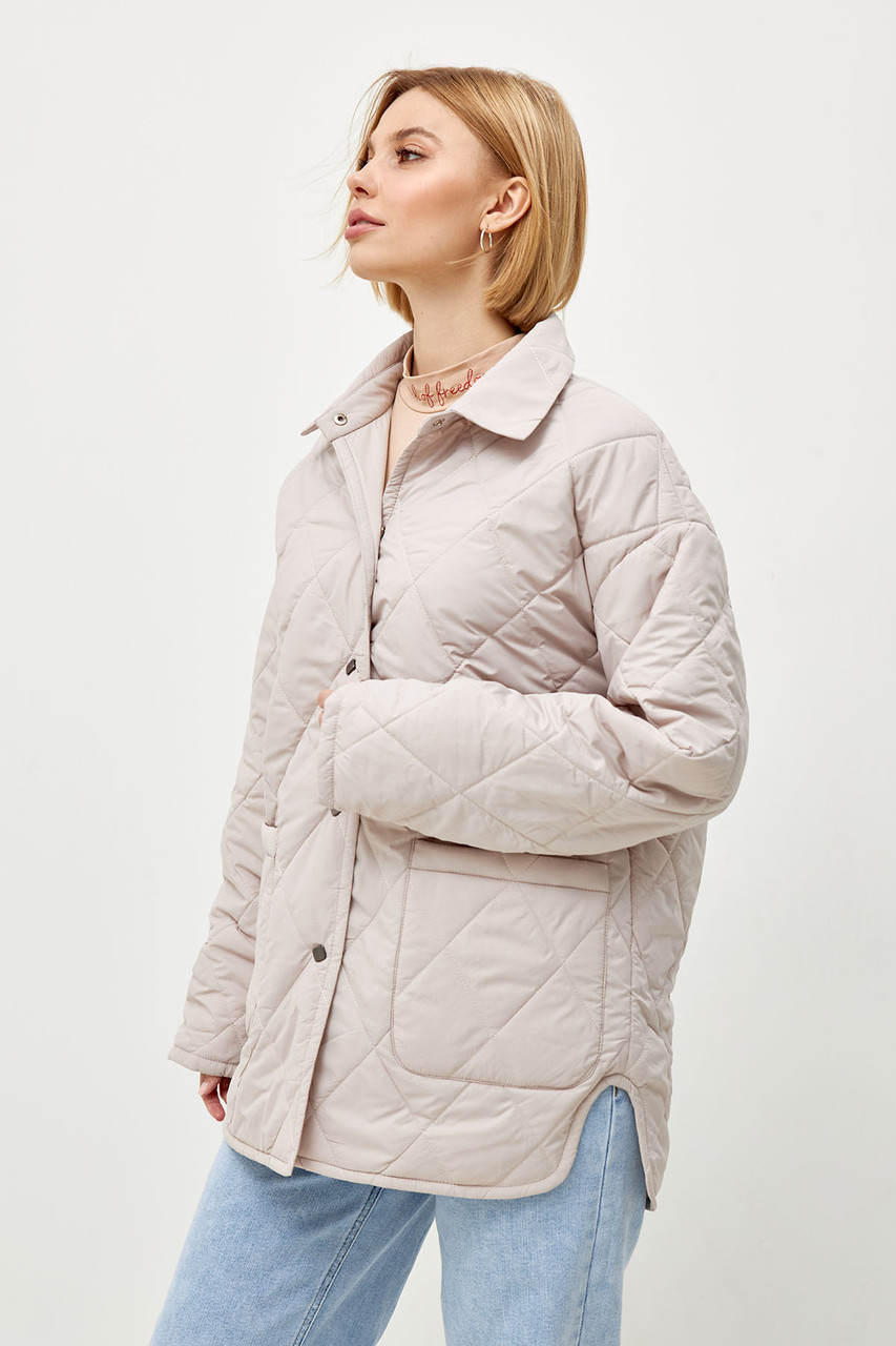 Куртка жіноча стьобана демісезонна бежева Modna KAZKA MKRM4075-22