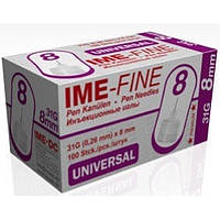 Універсальні голки IME-Fine 8 мм 31G (0.26 мм) голки до шприц-ручок No100 (4260155930119)