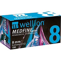 Універсальні голки Wellion Medfine plus для інсулінових шприц-ручок 8 мм (31G x 0,25 мм) 9120015781778