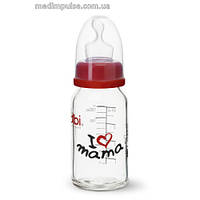 Пляшка скляна для годування дитини I love mama, 120 мл, стандартна шийка — bibi