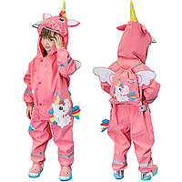 Pink M/2-4 Year Дощовик для хлопчиків, легкий водонепроникний комбінезон, толстовка з вогнедишним драконо