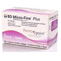 Голки BD Micro-Fine Plus Мікрофайн 0.025 мм (31G) x 5 мм уп. 100 шт