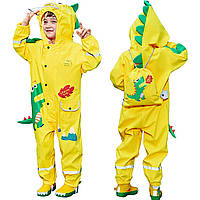 Yellow XL/6-8 Year Дождевой костюм для маленьких мальчиков, легкий непромокаемый комбинезон, толстовка с