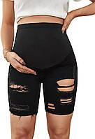 Medium A Black Женские джинсы для беременных Floorns с рваными краями, джинсовые шорты для беременных