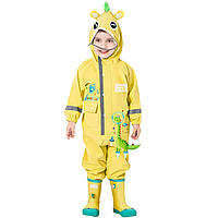 Light Yellow XL/5-6 Year Детский костюм дождя для маленьких мальчиков и девочек, водонепроницаемый цельны