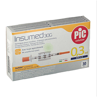 Стерильний інсуліновий шприц INSUMED U-100 0,3 мл з голкою 30G*8 мм (0,30*8 мм) 8058090005377