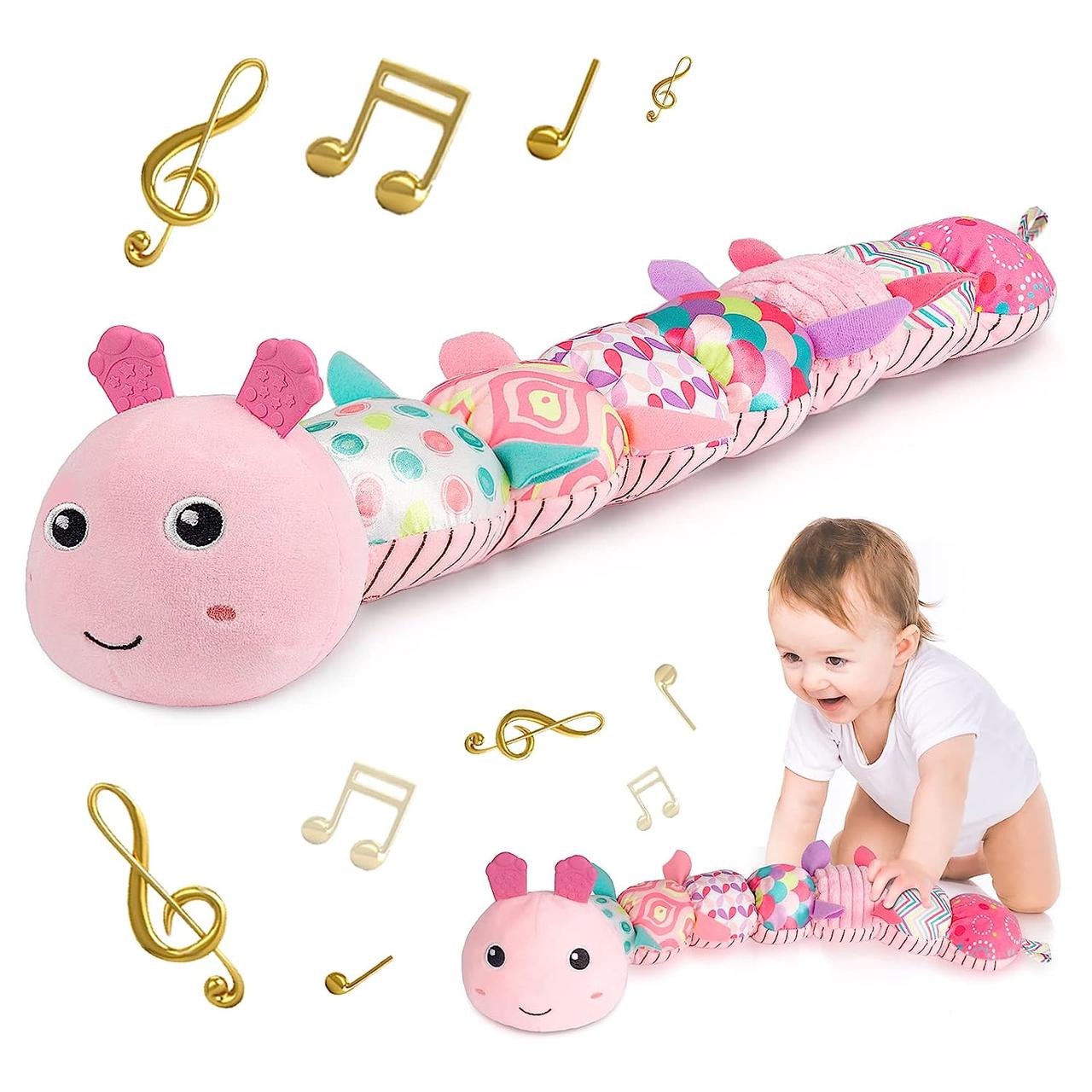 Pink - Caterpillar М'які іграшки Sumobaby Infant Baby Музичні м'які м'які іграшки з мультисенсорними скла