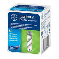 Тест-смужки Contour Plus 50 шт. в 1 флаконі для визначення глюкози в крові глюкометром контур плюс