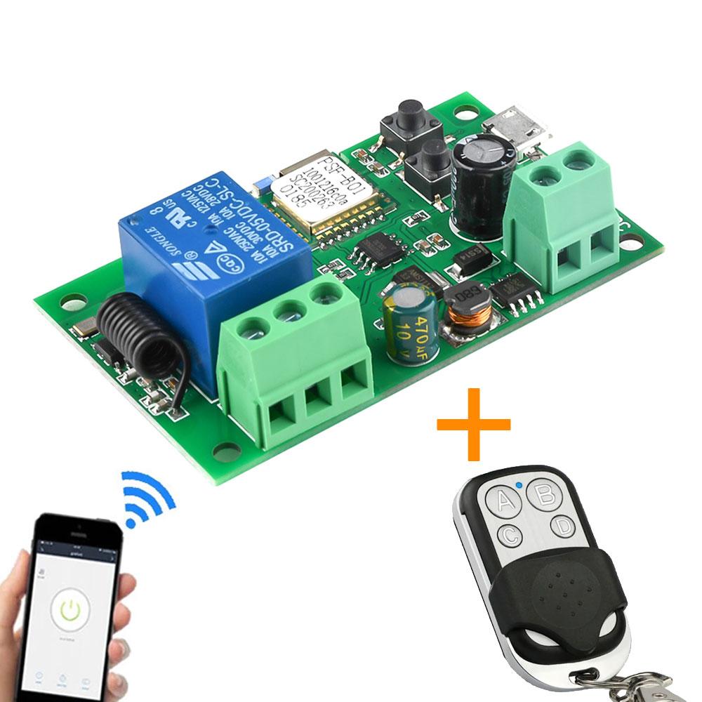 Wifi реле Sonoff PSF-B01 Wi-fi + RF реле Сухий контакт DC7-32V для воріт з пультом 433МГц