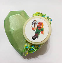 Шоколадна бомбочка - сердечко " Майнкрафт (Minecraft)" з маршмелоу