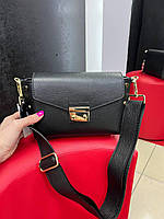 Сумка Virginia Conti жіноча італійська шкіряна чорний пошет маленька через плече крос-боді Італія