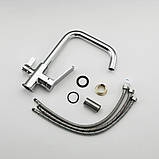 Змішувач для кухні на дві води Frap F4361, хром, фото 5