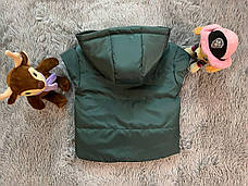 Дитяча жилетка з капюшоном тканина плащова 74 80 86 92 98 104 110 116 122 128 134 см, фото 3