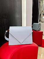 Сумка Virginia Conti жіноча італійська шкіряна блакитна конверт маленька через плече крос боді Італія