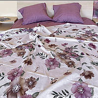 Двуспальный размер постельное белье бязь «Фиала» с растительным принтом