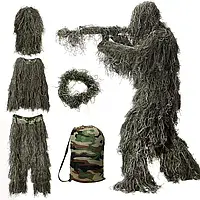 Ghillie маскировочный костюм 3D, 4 предмета, Военный с капюшоном для снайпера, кикимора леший