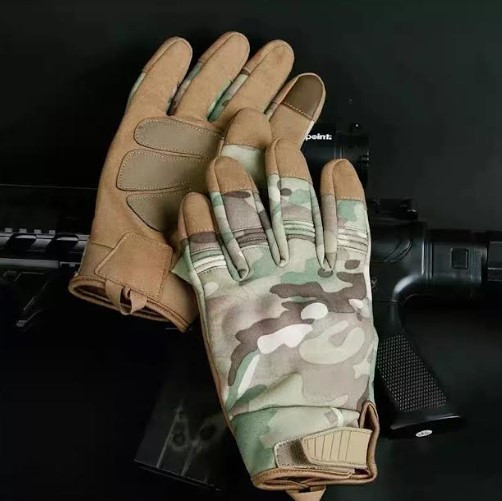 Тактичні сенсорны рукавиці Softshell з повними пальцями софтшел мультикам, бойові перчатки, захист кісток, фото 1