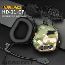 Активні тактичні навушники шумоподавлюючі мультикам Wosport 5.0 з адаптером для шолома Fast та мікрофоном