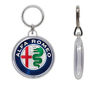 Брелок для ключей с эмблемой логотипом авто Альфа Ромео акриловый двухсторонний круглый 45мм