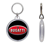 Брелок для ключей с эмблемой логотипом авто Бугатти акриловый двухсторонний круглый 45мм
