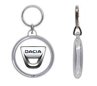 Брелок для ключей с эмблемой логотипом авто Дачиа акриловый двухсторонний круглый 45мм