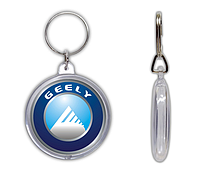Брелок для ключей с эмблемой логотипом авто Джили акриловый двухсторонний круглый 45мм №1