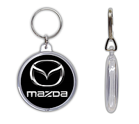 Брелок для ключей с эмблемой логотипом авто Мазда акриловый двухсторонний круглый 45мм