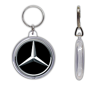 Брелок для ключей с эмблемой логотипом авто Мерседес Бенц акриловый двухсторонний круглый 45мм №1