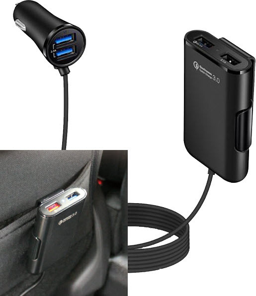 Автомобільний зарядний пристрій з 4 USB-портами QC3.0 + 2.4A + 3.1A 12-24V YSY-356 ( CQC-410 )