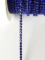Стрічка стразова в цапах синя 2 мм крок 1