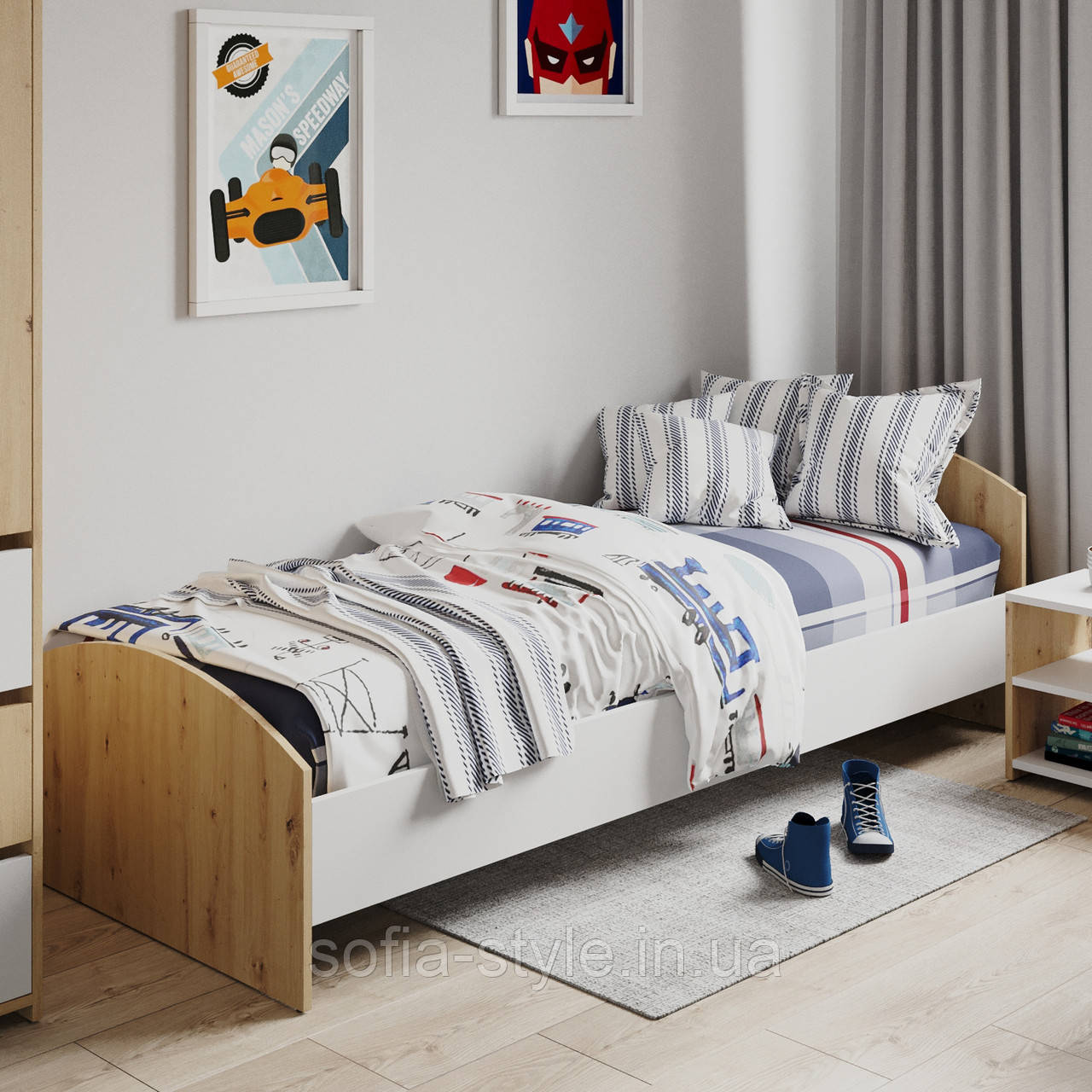 Ліжко підліткове, односпальне, у комплекті з ламелями, 1900/800мм