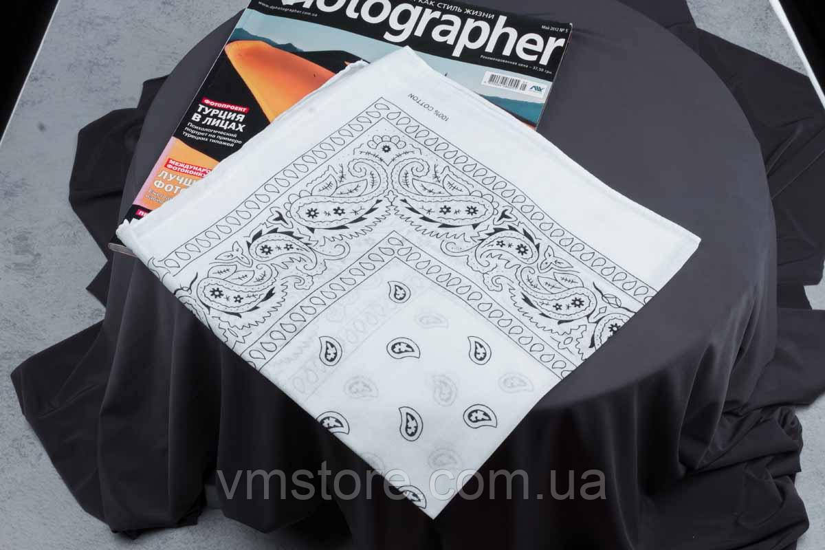 Бандана класична ковбойська, біла, фото 1