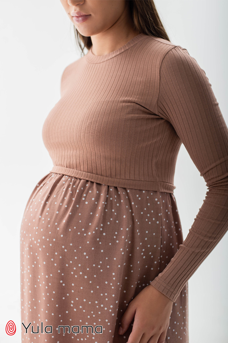 Платье для беременных и кормящих c трикотажным лифом Paula L Юла Мама Капучино DR-32.011 - фото 6 - id-p1804171353
