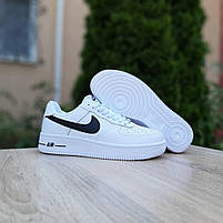 Кросівки жіночі весна літо білі з чорним Nike Air Force 1. Кросівки низькі жіночі білі Найк Аїр Форс 1, фото 9