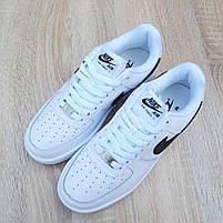Кросівки жіночі весна літо білі з чорним Nike Air Force 1. Кросівки низькі жіночі білі Найк Аїр Форс 1, фото 7