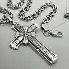 Комплект срібний чорнений ланцюжок бісмарк з хрестиком 925 проба, фото 2