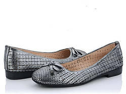 Туфлі жіночі сірі легкі балетки еко шкіряні на широку ногу 36 37 38 39