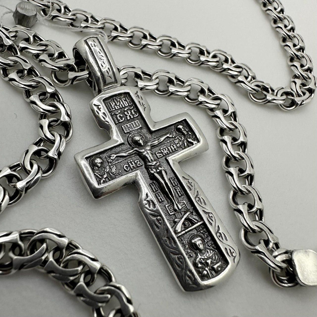 Срібний ланцюжок з хрестиком з молитвою Срібло 925 проби хрест