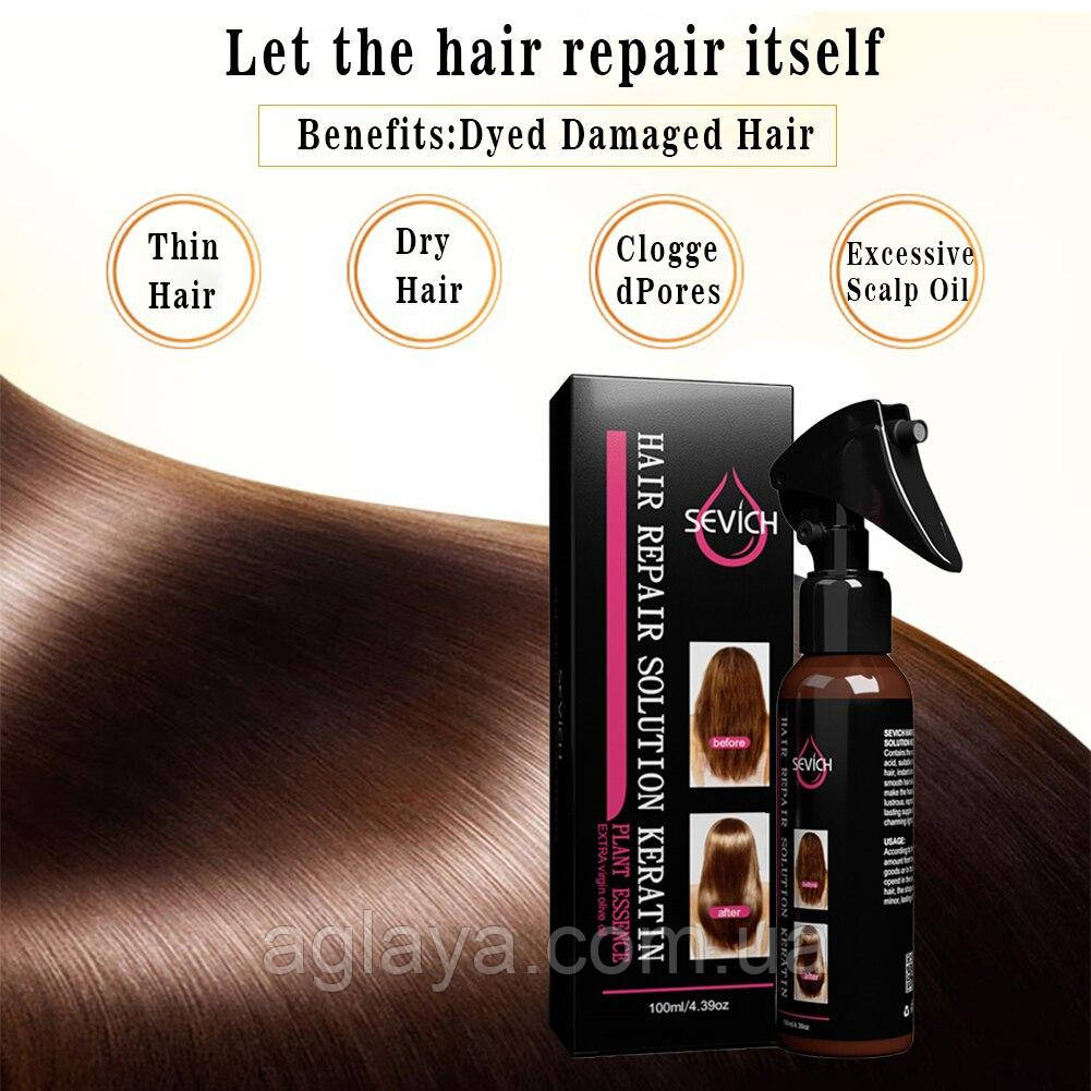 Спрей відновлювальний для волосся з кератином Hair Repair Solution Keratin SEVICH, 100 мл