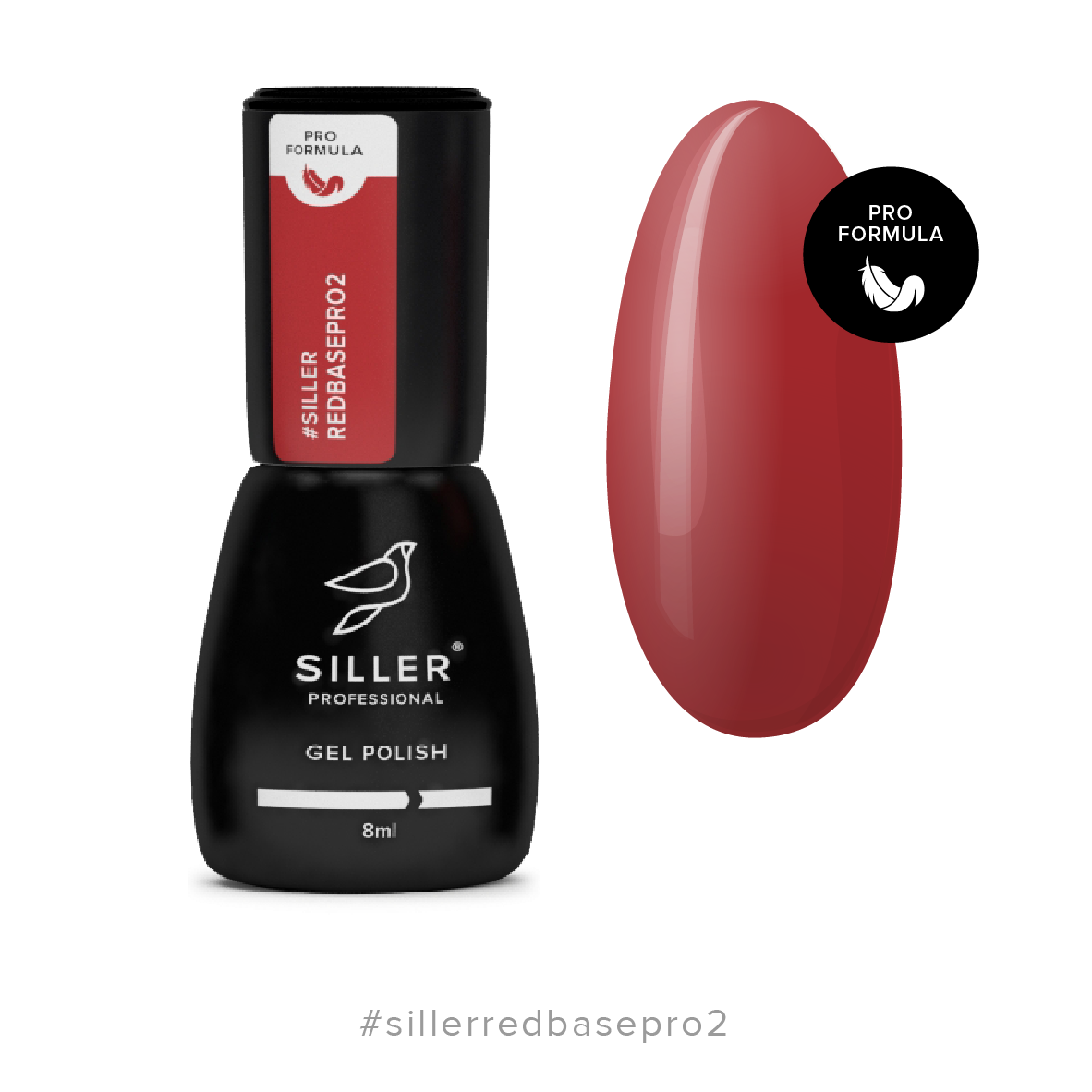 Яскраво-червона база для нігтів Red Base Pro Siller 02, 8мл